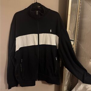 Polo by Ralph Lauren Black and White Zip-Up Sweater 2x